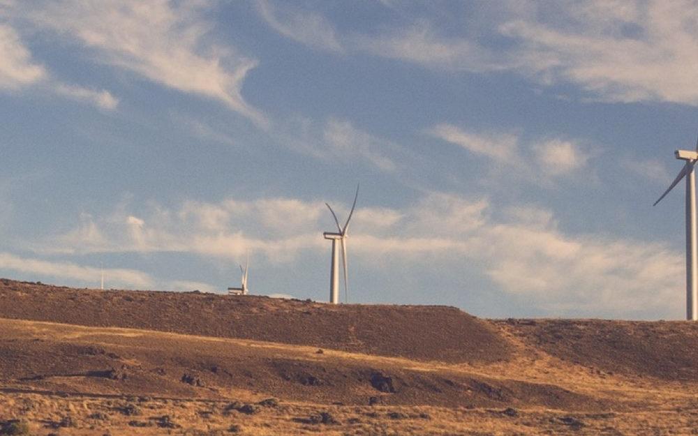 Windmills on a desert 