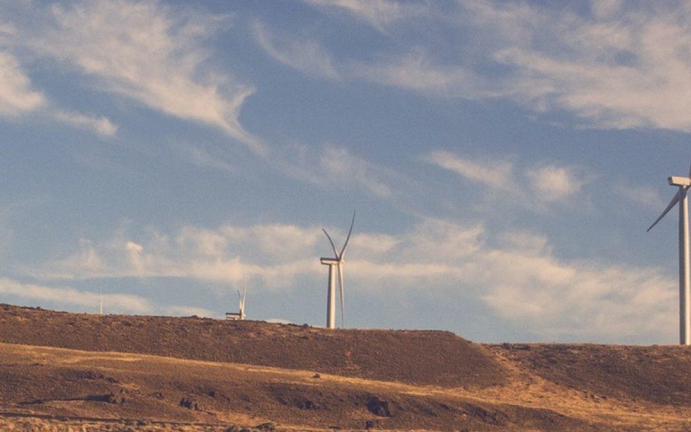 Windmills on a desert 