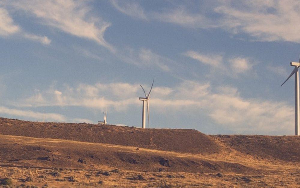 Windmills on a desert 