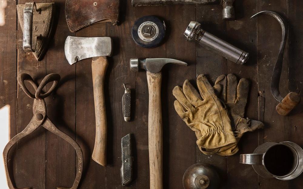 Old tools on a table