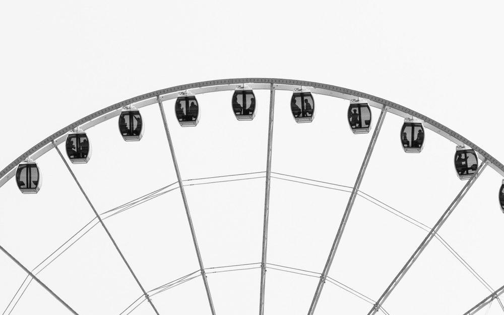 black and white photo of a Ferris Wheel